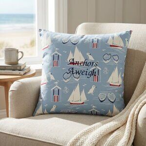 Blue Anchors Aweigh Décor Pillow